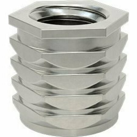 BSC PREFERRED 18-8 Stainless Steel Twist-Resistant Hex-Shaped Inserts for Plastics 10-32 Thread Size, 25PK 92398A115